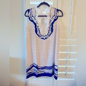 Stylish Sleeveless Print Mini Dress Blue